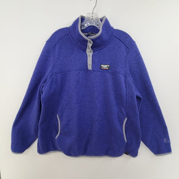 90s LL Bean Sweater 2X Vintage L.L Bean 1/4 snap Pullover Button up - Picture 1 of 6